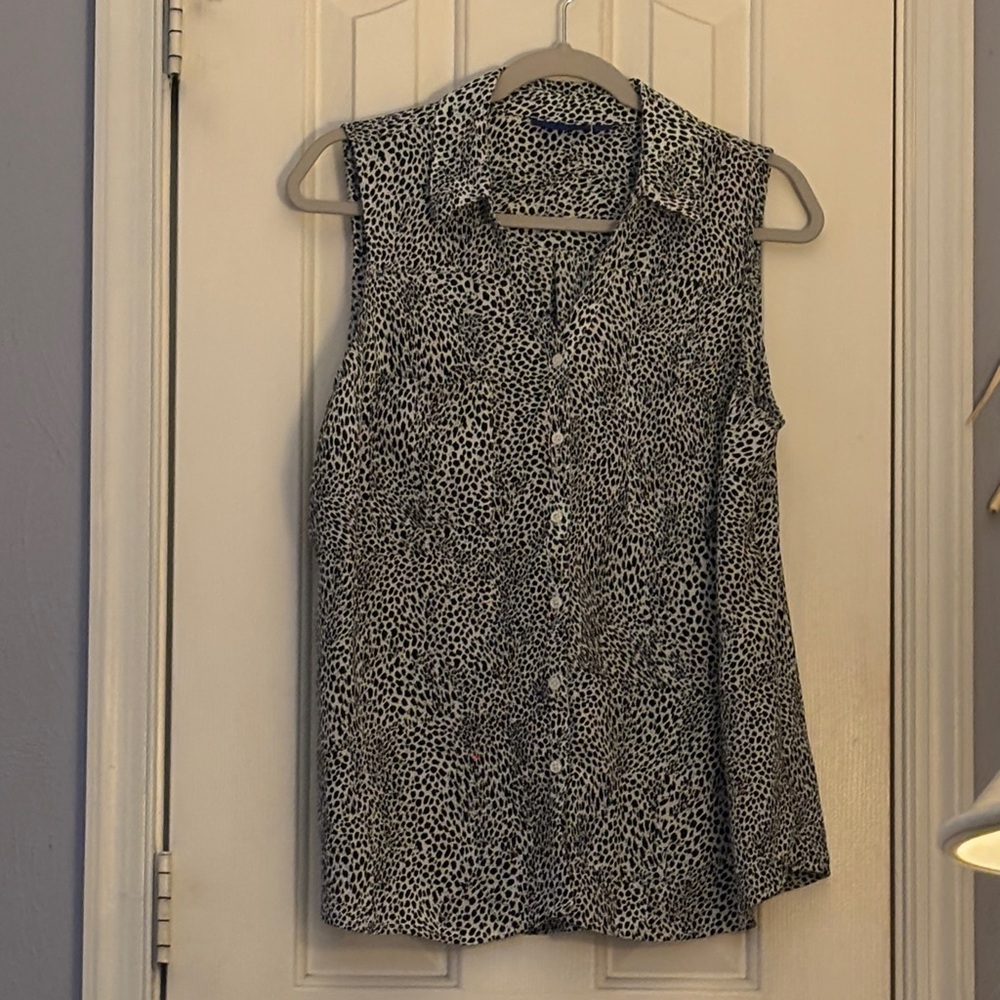 Apt. 9 Black and White Button-Up Blouse